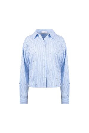 Nukus Nukus nowi blouse stripe stones nkf02144 Blouse 235 offwhite/sky