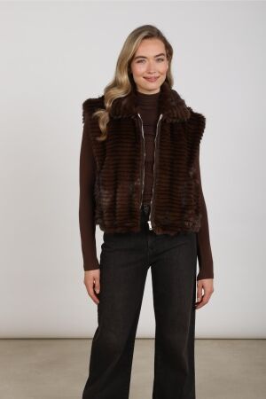 Nukus Nukus harriet gilet zipper nkf08039 Gilets 334 chocolate