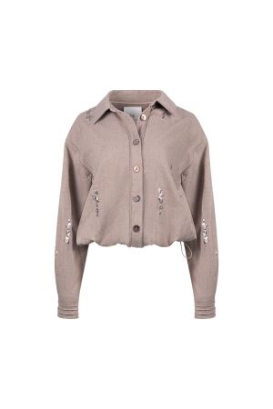 Nukus Nukus annelynn blouse paillet nkf02184 Blouse 60 taupe
