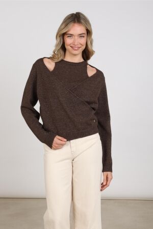 Nukus Nukus merel pullover lurex nkf03088 Trui 334 chocolate