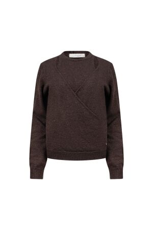 Nukus Nukus merel pullover lurex nkf03088 Trui 334 chocolate