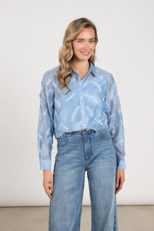 Nukus Nukus aysha blouse feathers nkf02179 Blouse 46 sky