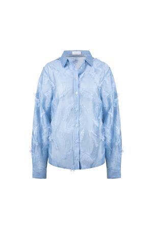 Nukus Nukus aysha blouse feathers nkf02179 Blouse 46 sky