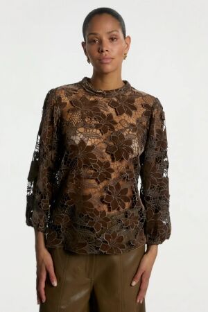 Aaiko Aaiko shaila velvet pes 500 T-shirt Lange mouw 190913 fudge