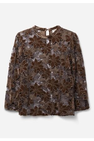 Aaiko Aaiko shaila velvet pes 500 T-shirt Lange mouw 190913 fudge