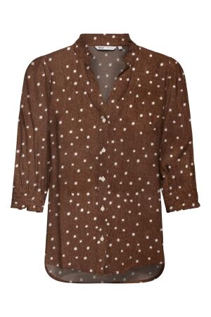 Only Only onlraya 3/4 shirt wvn noos T-shirt Lange mouw cocoa brown