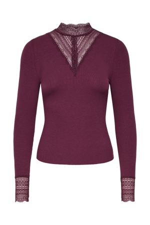 Only Only onltilde l/s high neck lace top jrs noos 15207788 T-shirt Lange mouw 5089354 fig