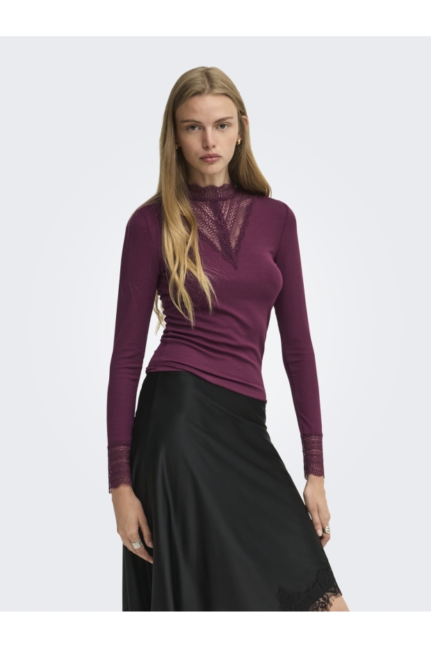 Only ONLTILDE L/S HIGH NECK LACE TOP JRS NOOS 15207788 5089354 Fig