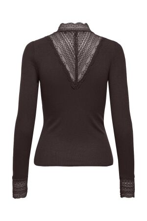 Only Only onltilde l/s high neck lace top jrs noos 15207788 T-shirt Lange mouw 5157232 chocolate torte
