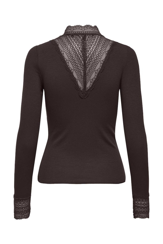 Only ONLTILDE L/S HIGH NECK LACE TOP JRS NOOS 15207788 5157232 Chocolate Torte