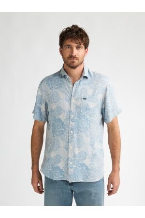 Petrol Petrol shirt short sleeve aop m-1060-sis435 Overhemd 5195 marble blue