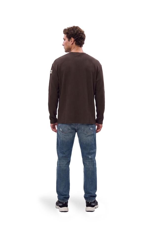 Malelions Collection Waffle Longsleeve T-Shirt MMB50026005 50001 brown