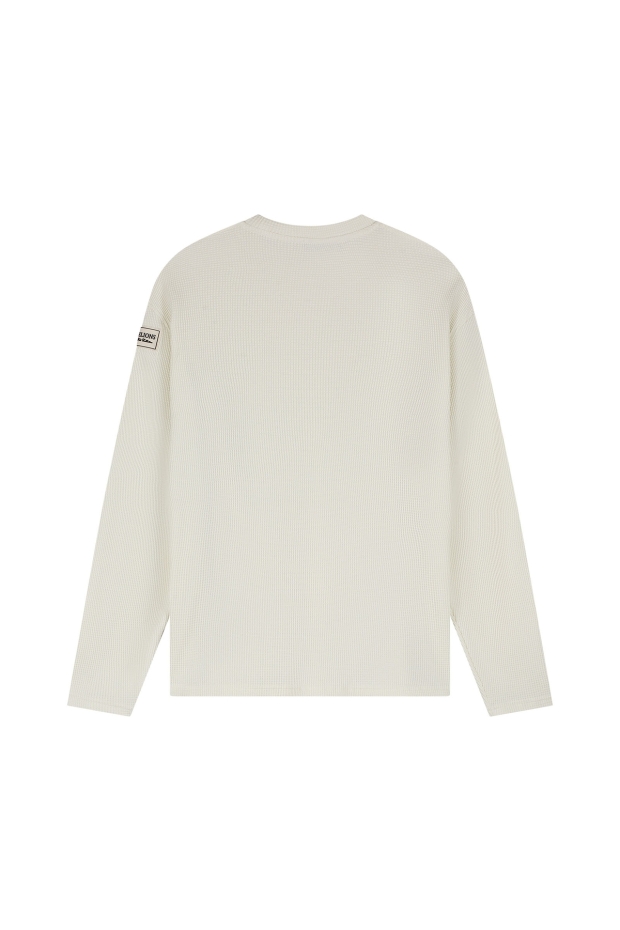 Malelions Collection Waffle Longsleeve T-Shirt MMB50026005 40002 off-white