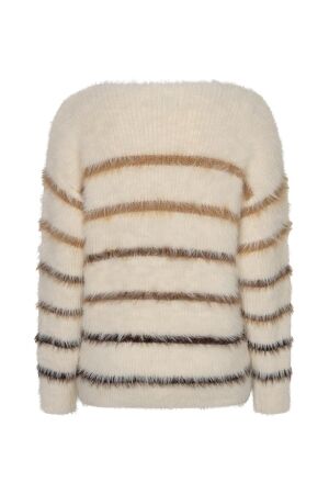 Red Button Red Button fuzzy sweater & stripe srb5118 Sweater creme/brown