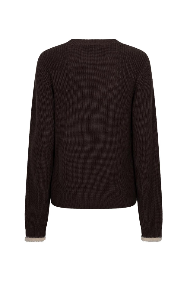 Red Button Sweater ribbon logo SRB5139 espresso