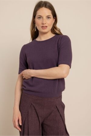Studio Anneloes Studio Anneloes felica pullover 14407 Trui korte mouw 4800 aubergine