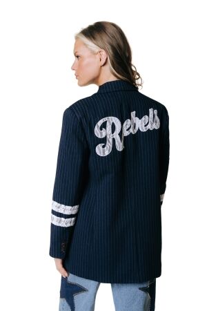 Colourful Rebel Colourful Rebel jesra pinstripe single breasted blazer wj118010 Blazers 508 dark blue