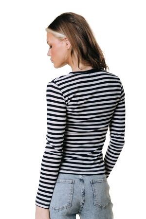 Colourful Rebel Colourful Rebel juna stripe roundneck top wt218011 T-shirt Lange mouw 569 dark navy