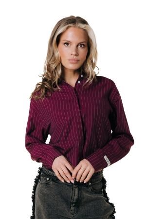 Colourful Rebel Colourful Rebel aliya striped cropped blouse wb118371 Blouse 609 bordeaux