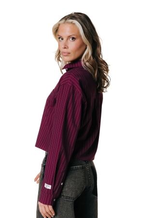 Colourful Rebel Colourful Rebel aliya striped cropped blouse wb118371 Blouse 609 bordeaux