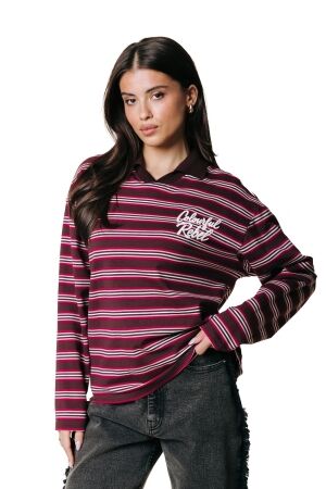 Colourful Rebel Colourful Rebel sport collar longsleeve ws418356 T-shirt Lange mouw 600 red