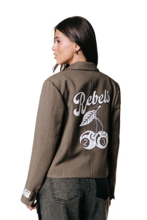 Colourful Rebel Colourful Rebel dova herringbone cropped blazer wj118401 Blazers 750 brown