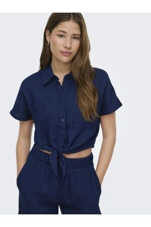 Only Only onlleoni seersucker cap knot shirt wvn Blouse vintage indigo