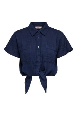 Only Only onlleoni seersucker cap knot shirt wvn Blouse vintage indigo