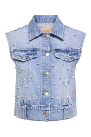 Only Only onlonur pearl deco dnm vest red dot Vest light blue denim