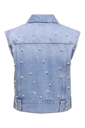Only Only onlonur pearl deco dnm vest red dot Vest light blue denim