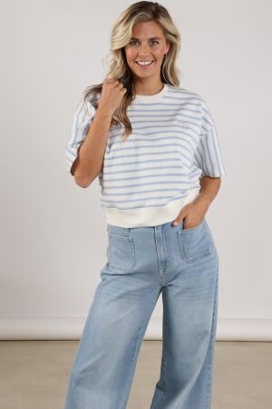 Nukus Nukus lotte pullover stripe nks03047 Trui korte mouw 315 offwhite/cloudy