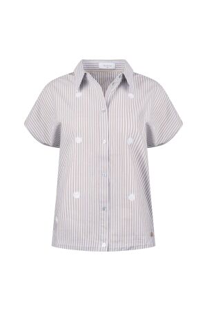 Nukus Nukus danique blouse stripe nks02256 Blouse 316 sand/cloudy