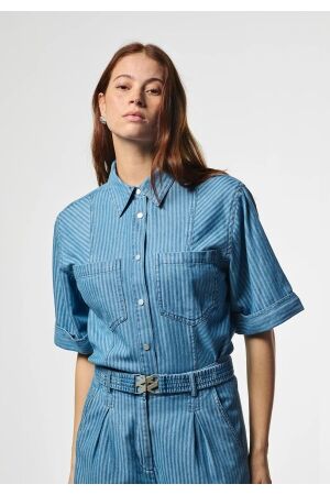 Aaiko Aaiko serene stripe co 568 Blouse 8 blue denim