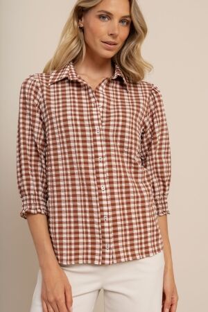 Studio Anneloes Studio Anneloes yentil check blouse 14024 Blouse 1133 offwhite/rust