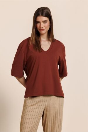 Studio Anneloes Studio Anneloes fiore vneck t-shirt 14059 T-shirt Korte mouw 3301 rust
