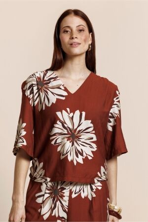 Studio Anneloes Studio Anneloes maddi jane flower top 14070 T-shirt Korte mouw 3301 rust