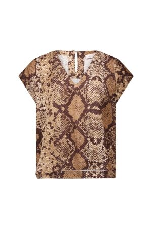 Studio Anneloes Studio Anneloes jindra snake top 14053 T-shirt Korte mouw 8487 camel/espresso