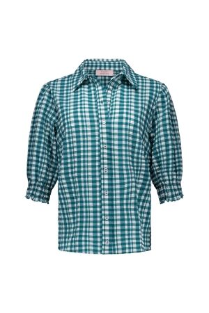 Studio Anneloes Studio Anneloes yentil check blouse 14024 Blouse 1182 off white/ teal