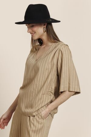 Studio Anneloes Studio Anneloes maddi jane stripe top 14056 T-shirt Korte mouw 8490 camel/black