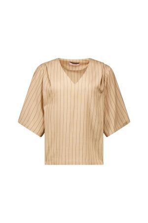 Studio Anneloes Studio Anneloes maddi jane stripe top 14056 T-shirt Korte mouw 8490 camel/black