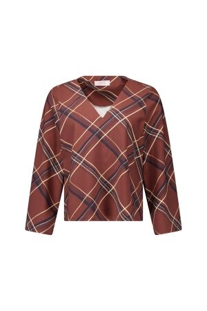 Studio Anneloes Studio Anneloes cindy check top 14079 T-shirt Lange mouw 8687 chestnut/espresso
