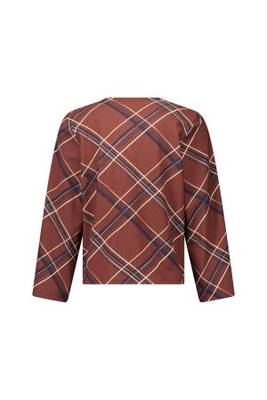 Studio Anneloes Studio Anneloes cindy check top 14079 T-shirt Lange mouw 8687 chestnut/espresso