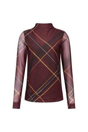 Studio Anneloes Studio Anneloes rachel check mesh top 14133 T-shirt Lange mouw 8600 chestnut