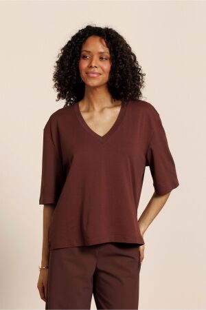 Studio Anneloes Studio Anneloes fiore vneck t-shirt 14134 T-shirt Korte mouw 8600 chestnut