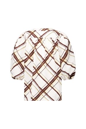Studio Anneloes Studio Anneloes emmarie check top 14161 T-shirt Korte mouw 1786 ecru/chestnut