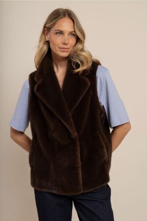 Studio Anneloes Studio Anneloes ilona faux fur gilet 14091 Gilets 8700 espresso