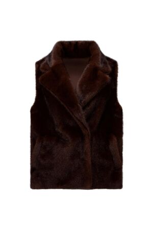 Studio Anneloes Studio Anneloes ilona faux fur gilet 14091 Gilets 8700 espresso