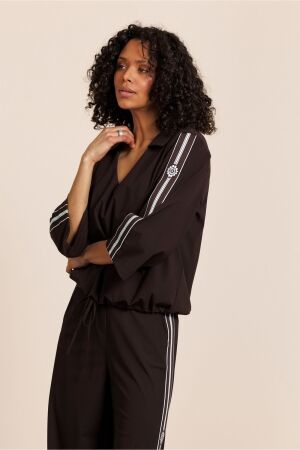 Studio Anneloes Studio Anneloes odette tape top 14092 T-shirt Lange mouw 8700 espresso