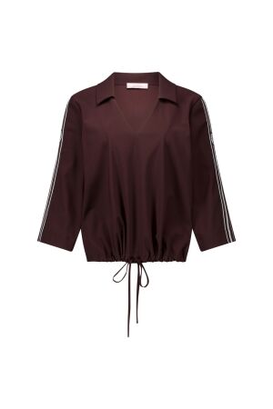 Studio Anneloes Studio Anneloes odette tape top 14092 T-shirt Lange mouw 8700 espresso