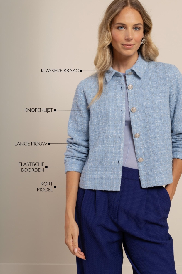 Studio Anneloes Vieve tweed jacket 14131 6000 sky blue